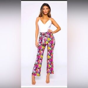Fashion Nova World Stop Printed Flare Multicolor Floral Wide Leg Pants NWT 1X